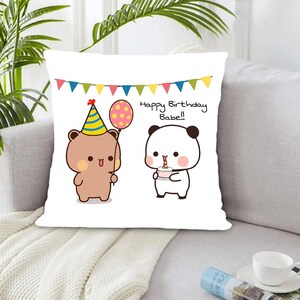 Bubu & Dudu - Happy Birthday My Baby-kussensloop | Kussensloop Bubu en Dudu voor verjaardagsdecoratie | Verjaardagscadeau van Bubu en Dudu voor jongen