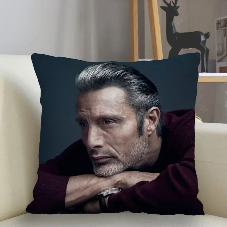 Mads Mikkelsen Pillowcase Custom Square Pillow Cover Mads Mikkelsen Pillow Case Zipper Customize Bedroom Decoration Birthday Christmas Gift Design 10