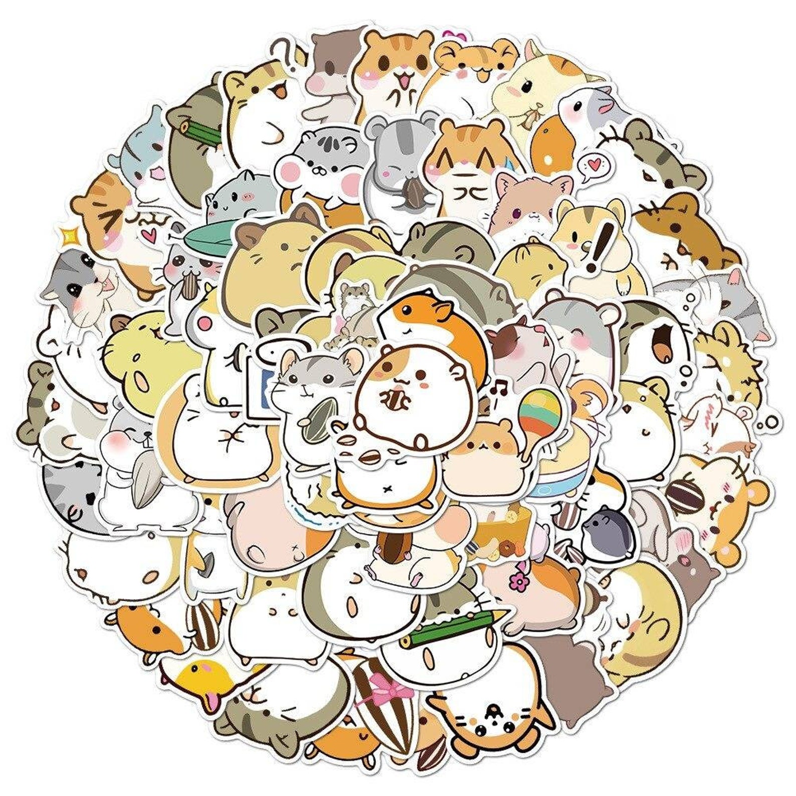 10/30/50/100pcs Cute Hamsters Stickers Pack Kawaii Cartoon | Etsy