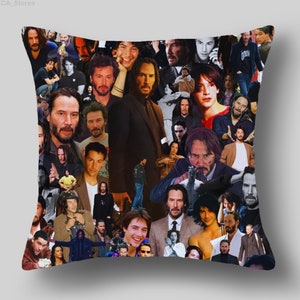 Keanu Reeves Photo Collage Federa per cuscino Cuscino personalizzato Keanu Reeves Decorazioni natalizie Cuscino natalizio Giocattolo natalizio Keanu Reeves Regalo di compleanno