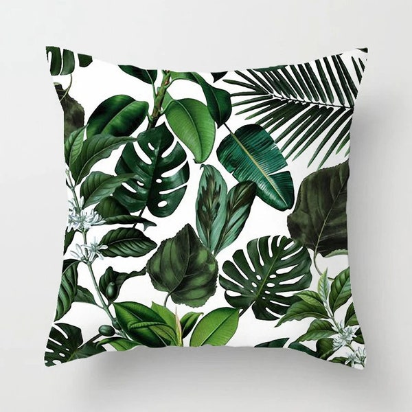 10 Designs - Monstera Pillow Case For Birthday Gift Gardening For Mother Father Tropical Leaf Cactus Monstera Cushion Cover Christmas Gift