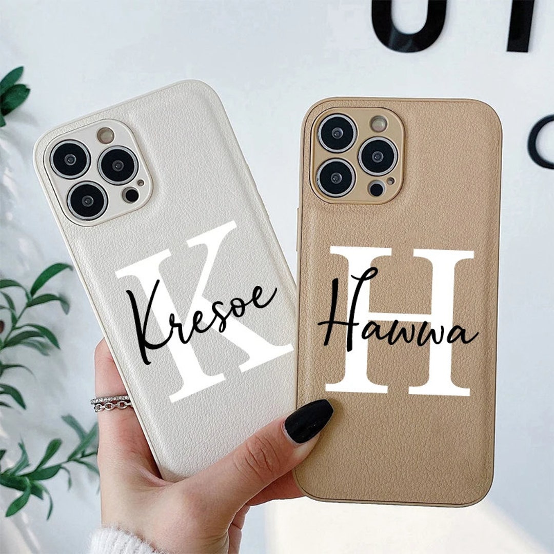 Custom Name Phone Case for iPhone Series Custom Text Leather Back Cover