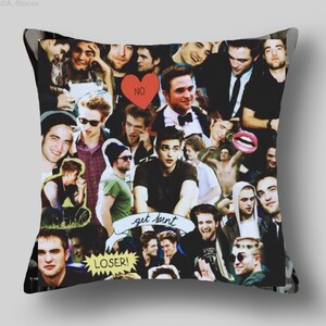 Robert Pattinson Photo Collage Funda de almohada Regalos de Navidad Robert Pattinson Almohada Regalos de cumpleaños Robert Pattinson Regalo Decoración navideña