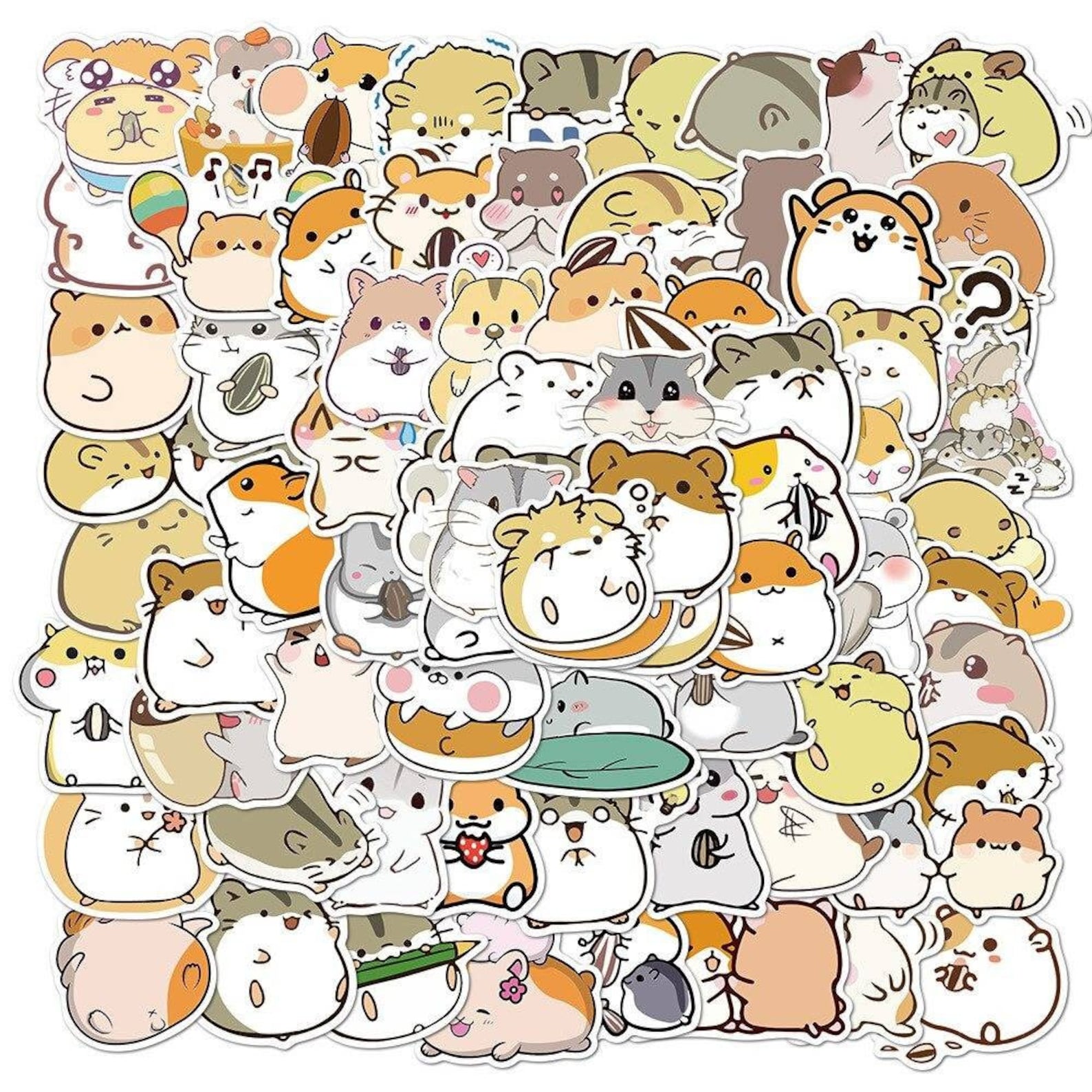 10/30/50/100pcs Cute Hamsters Stickers Pack Kawaii Cartoon | Etsy