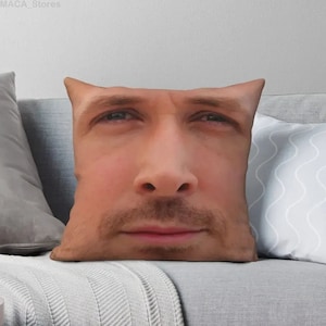 20" inch Ryan Gosling Gezicht Kussensloop Groot Formaat Kussenhoes Ryan Gosling Print Ryan Gosling Meme DIY Dubbelzijdig grappig Vierkante kussensloop