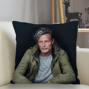 Mads Mikkelsen Pillowcase Custom Square Pillow Cover Mads Mikkelsen Pillow Case Zipper Customize Bedroom Decoration Birthday Christmas Gift Design 04