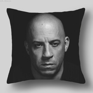 Funda de almohada de Vin Diesel, regalo de cumpleaños de Vin Diesel, regalos de Vin Diesel, impresión fotográfica de Vin Diesel, decoraciones de regalo de Navidad de Vin Diesel para fans