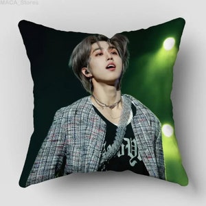Funda de almohada Han Ji-sung Kpop Stray Kids almohada DIY cojín personalizado Stray Kids decoración Skz Han Jisung regalo de cumpleaños regalo de Navidad para fanáticos