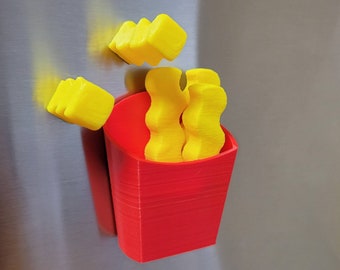 French Fries Magnet Set | 3D Magnets | Refrigerator Magnets | Locker Magnets | Whiteboard Magnets | Food Gift | Food Magnets | 3D Printed