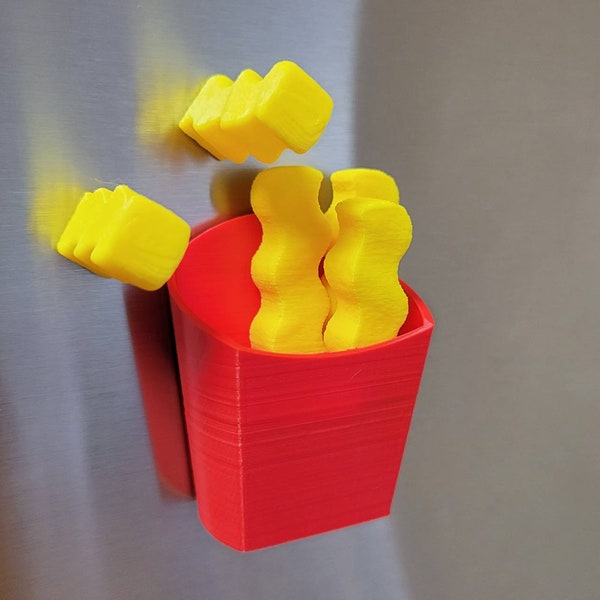 French Fries Magnet Set | 3D Magnets | Refrigerator Magnets | Locker Magnets | Whiteboard Magnets | Food Gift | Food Magnets | 3D Printed