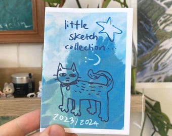 little sketch collection 2023/2024 - a mini art sketchbook zine, hand bound, full colour