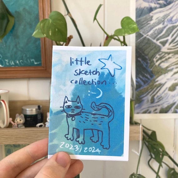 little sketch collection 2023/2024 - a mini art sketchbook zine, hand bound, full colour