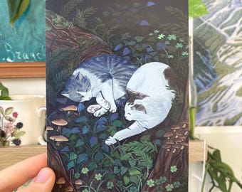 woodland cats - a6 postcard
