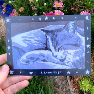 i love naps - a6 schläfrige katzenpostkarte