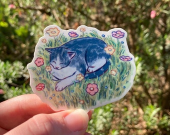 flower cat vinyl stickers