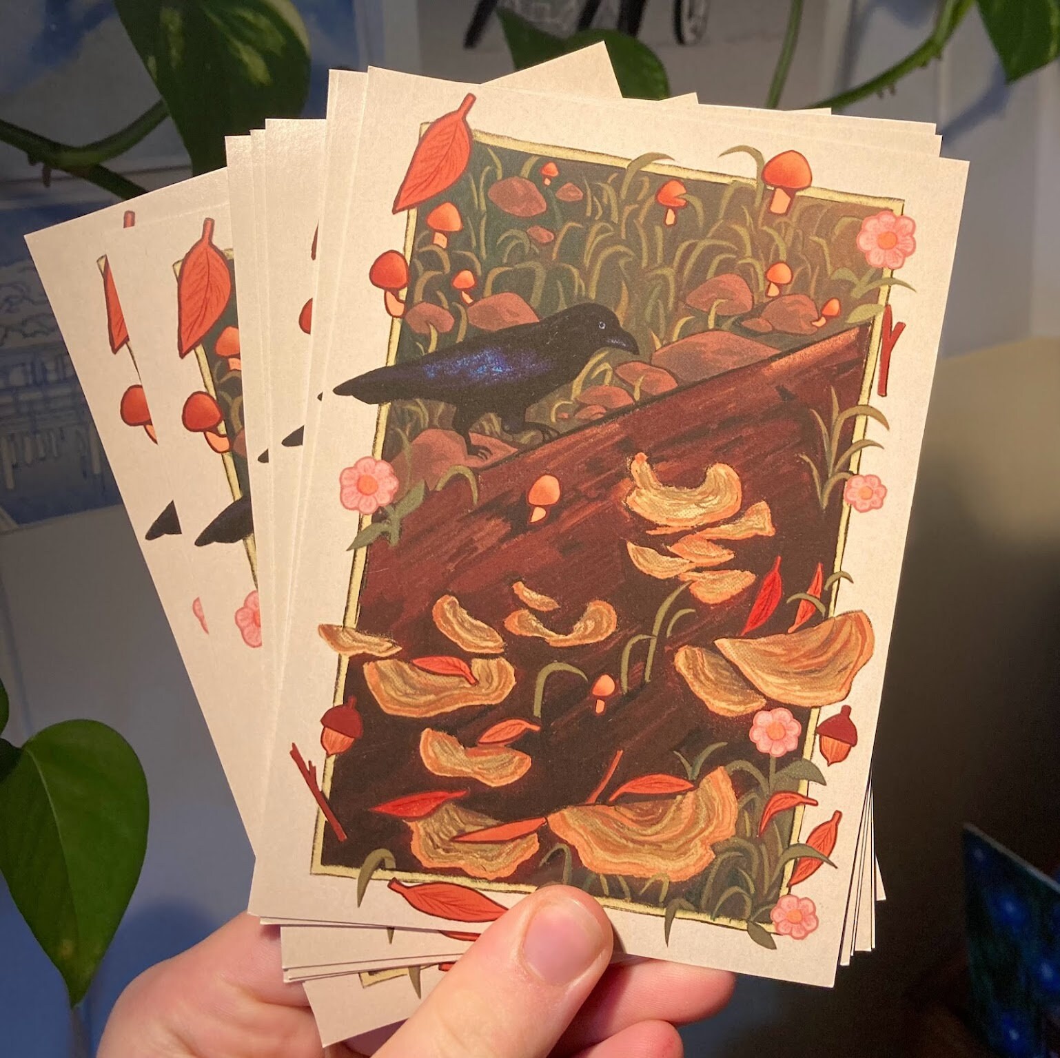 raven mushroom a6 art print postcard