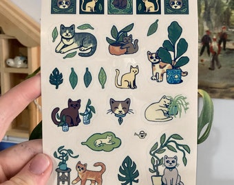 houseplant cats - a6 vinyl sticker sheet!