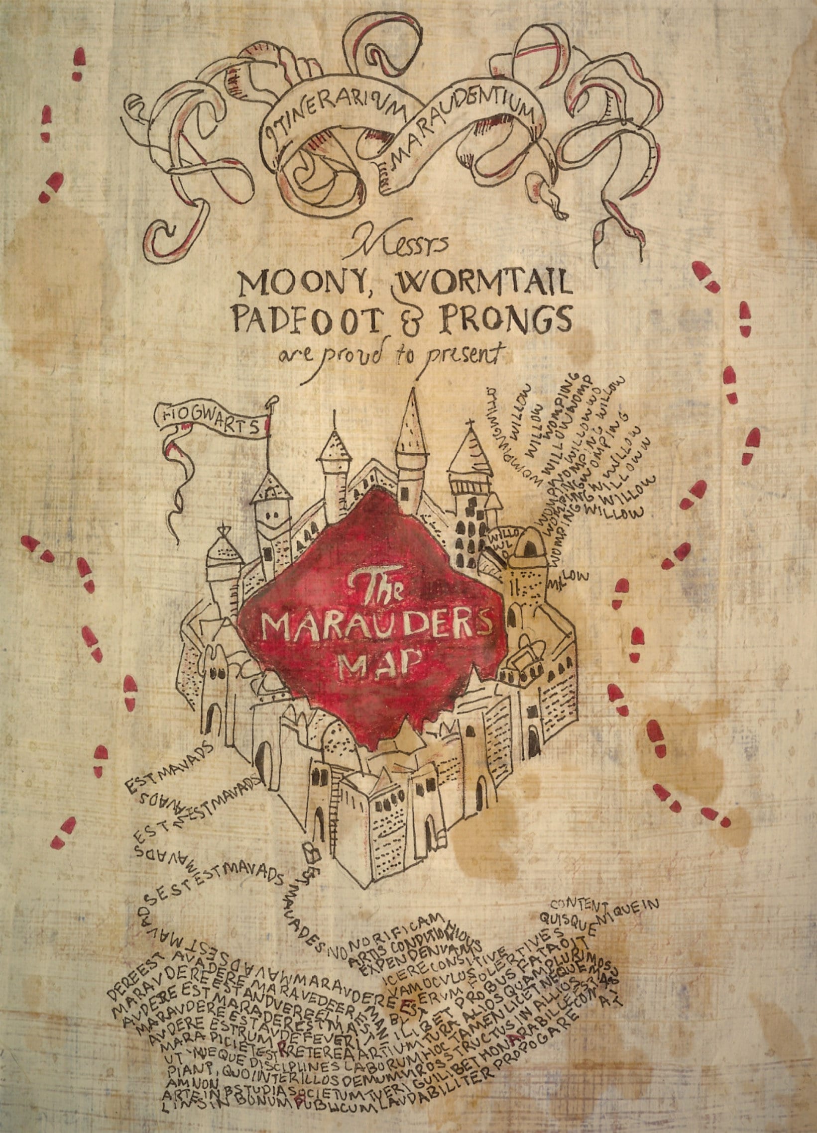 Marauders Map Original Drawing DIGITAL - Etsy