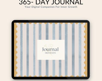 365 Daily Journal Prompts for Self-Reflection, Digital Journal Workbook for Mindfulness, Personal Growth and Gratitude, PDF Template
