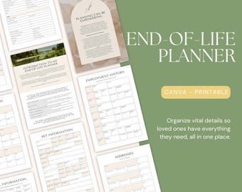 End of Life Planner, Peace of Mind Planning, Single Parent What if Binder, When I die Planner, Funeral Planning, Important Family Documents
