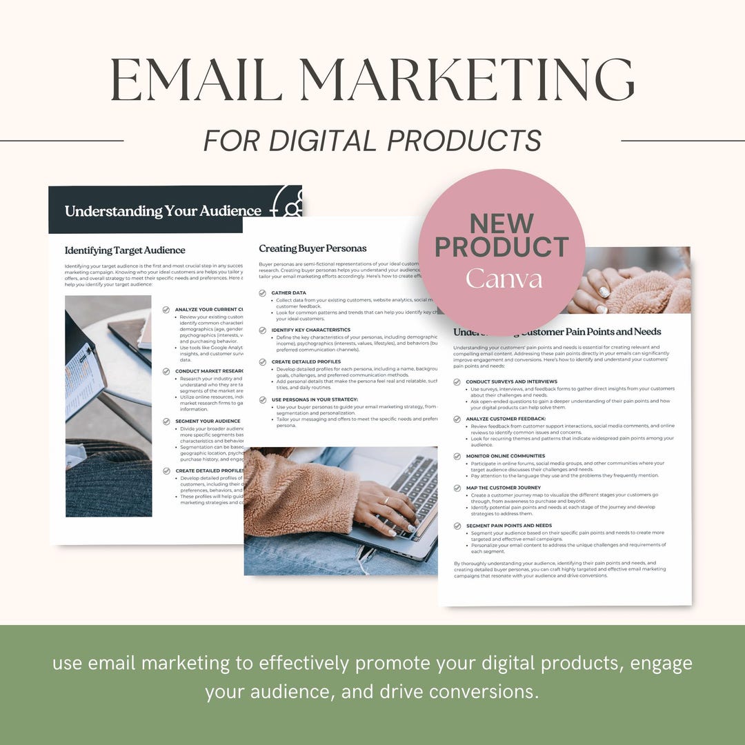 Email Marketing for Digital Products Workbook, Marketing, Digital Marketing Planner, Growth ...