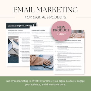Email Marketing for Digital Products Workbook, Marketing, Digital Marketing Planner, Growth Marketing Plan, Marketing Checklist, Canva