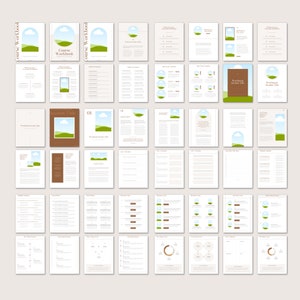 Puede incluir: Un libro de trabajo de curso imprimible con un dise&ntilde;o de paisaje verde y azul. El libro de trabajo incluye secciones para notas, ejercicios y reflexi&oacute;n. El texto "Course Workbook" aparece en la portada.