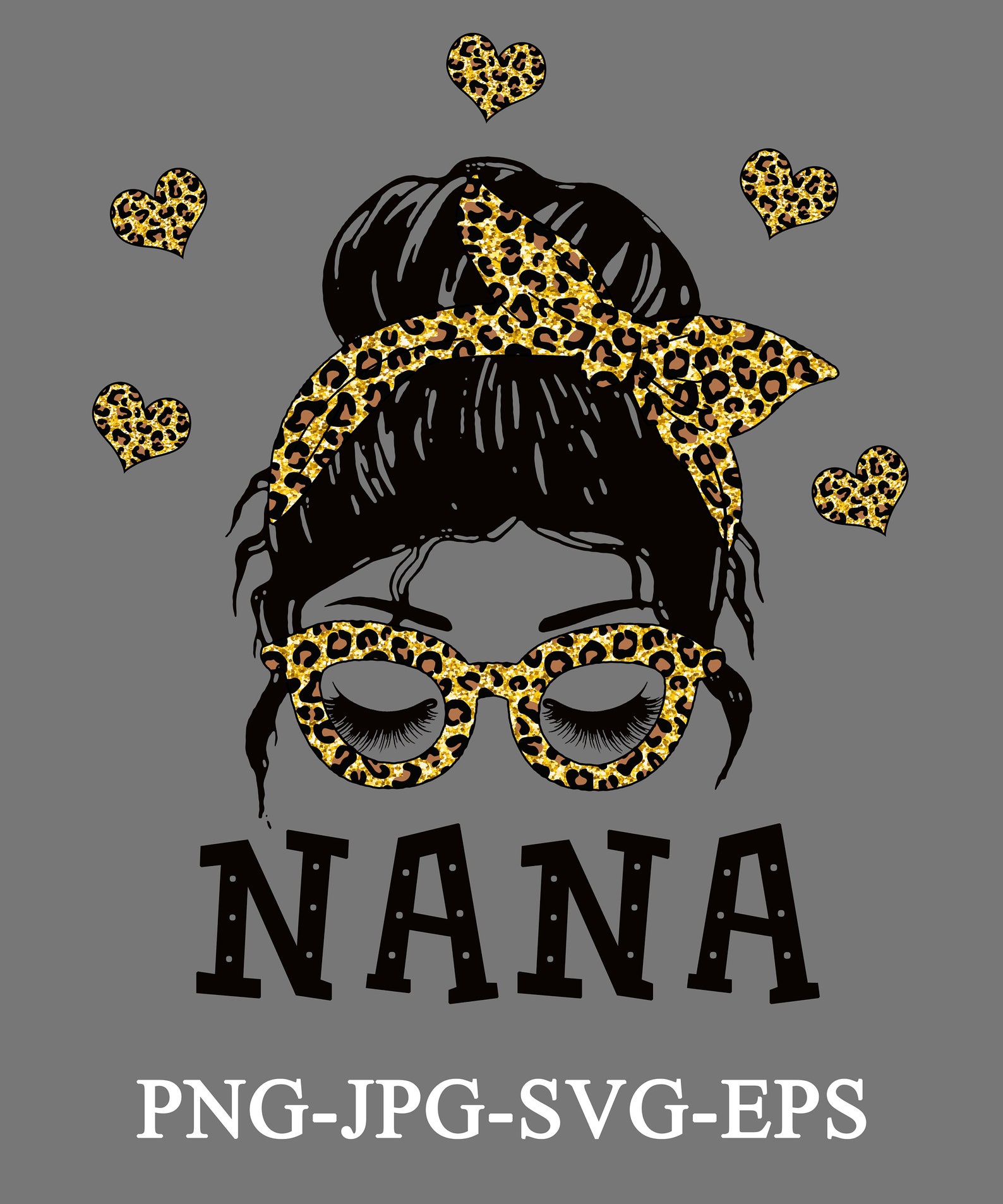 Nana life leopard svg Gold Leopard Nana Head Nana life | Etsy