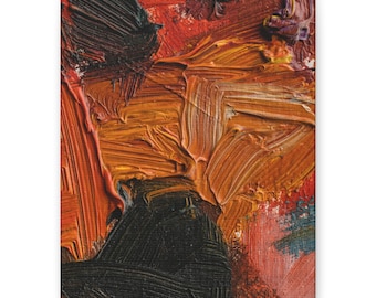 Textured Abstract Oil Painting Print - Red, Orange & Black Canvas Art