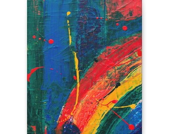 Vibrant Rainbow Abstract Art Canvas - 1.25" on Canvas - Oil Painting In Appearance