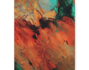 Earthy Abstract Wall Art - Terracotta & Teal Textured Canvas - Nature-Inspired Modern Boho Painting for Living Room or Office Decor