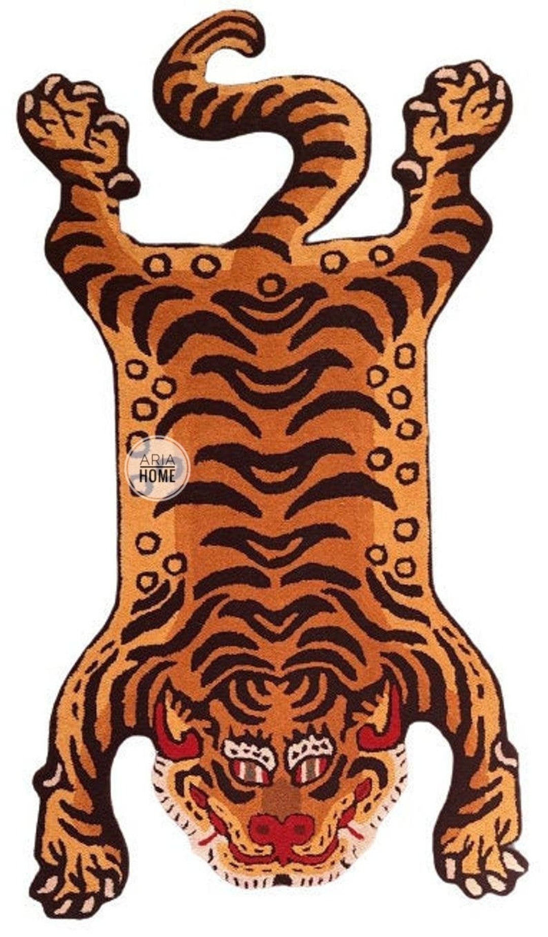 Tiger Rug Rust Hand Tufted Kids Area Rug Tibetan Nepal Animal Tiger Rust Yellow Rug ...