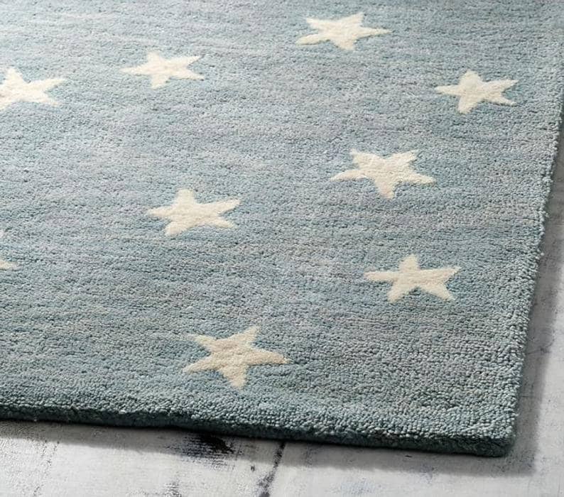 100 authentic kids rug Star rug gray blue area rugs Children Etsy