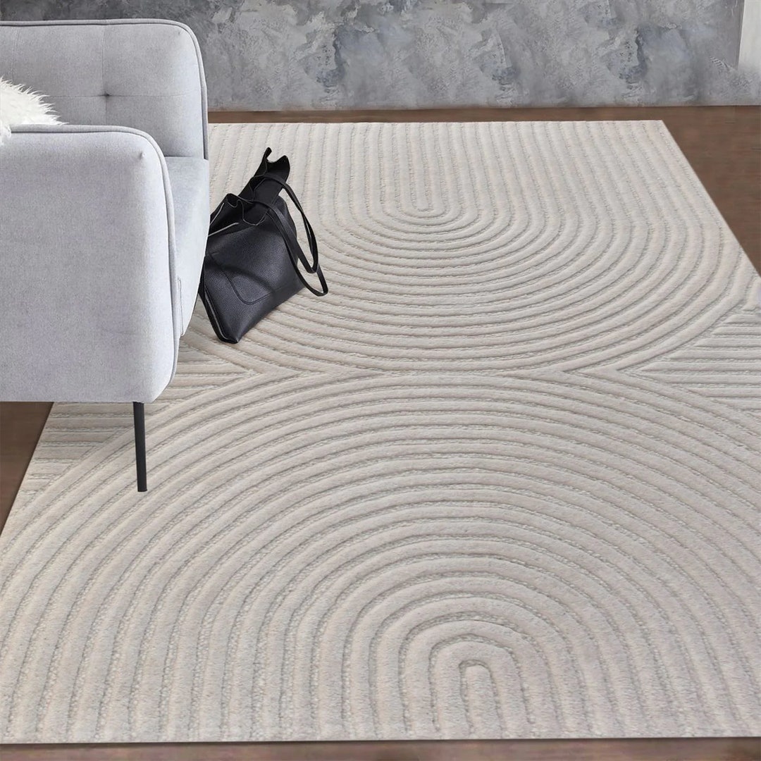 Beige White Rug Rugs Area Rug Hand Tuffted Rug Modern Etsy