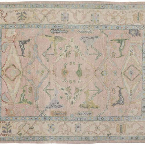 Hand Knotted Rug Oushak Rug 5x8 8x10 9x12 12x15 BIX Pink Etsy