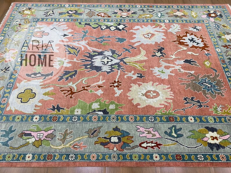Hand Knotted Rug Oushak Rug 5x8 8x10 9x12 12x15 LINA Turkish Etsy