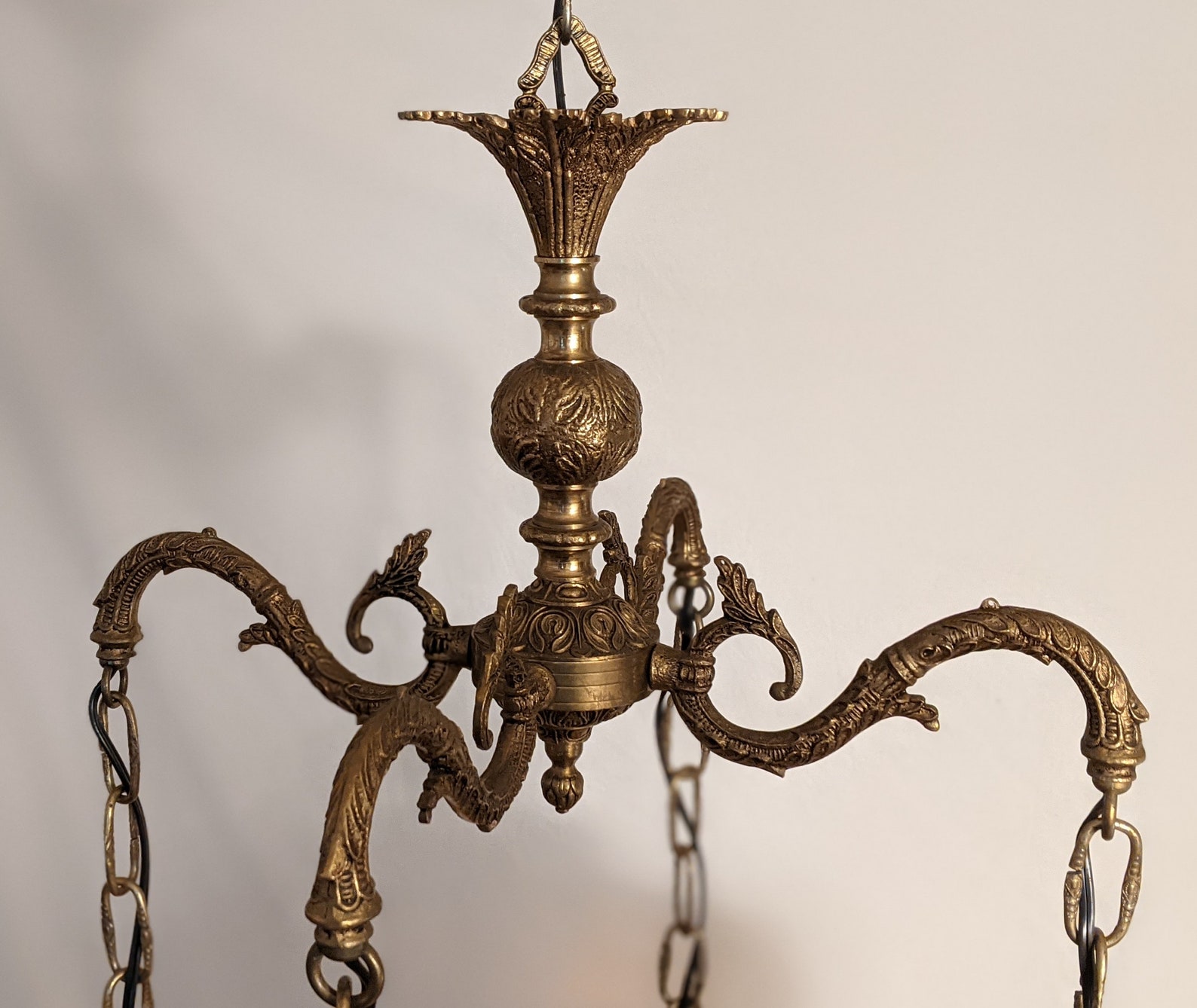 Vintage mcm mid century modern amber glass hanging swag lamp Etsy