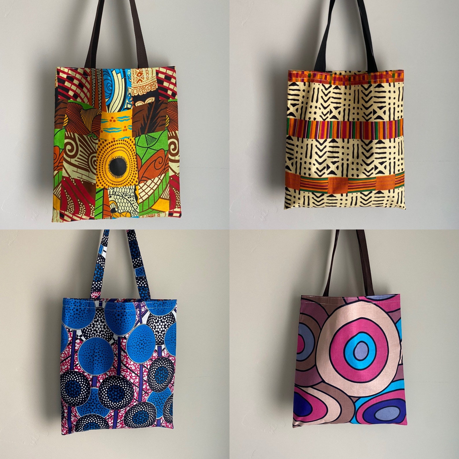 4 African print ankara tote bags Etsy