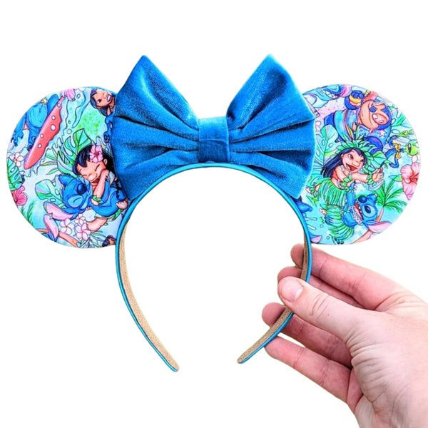 Ohana Means Family Lilo and Stitch Fabric Mouse Ears