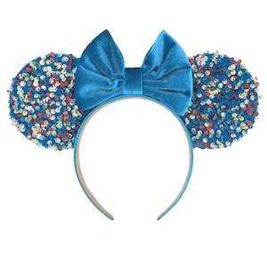 Blue Fireworks Sequin Velvet Mouse Ears