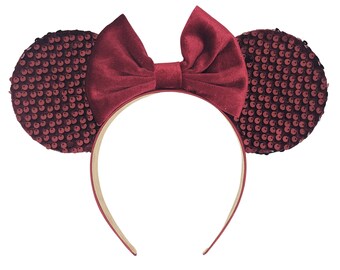 It Was Maroon Sequin Velvet Fabric Mouse Ears