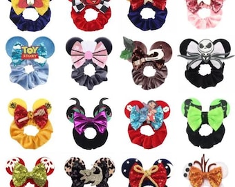 Assorted Character Mouse Ear Scrunchies for Hair