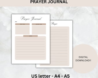 Prayer Journal for women, Printable Prayer Journal, Daily Journal, Prayer Notes, Scripture notes, Daily Prayer Journal