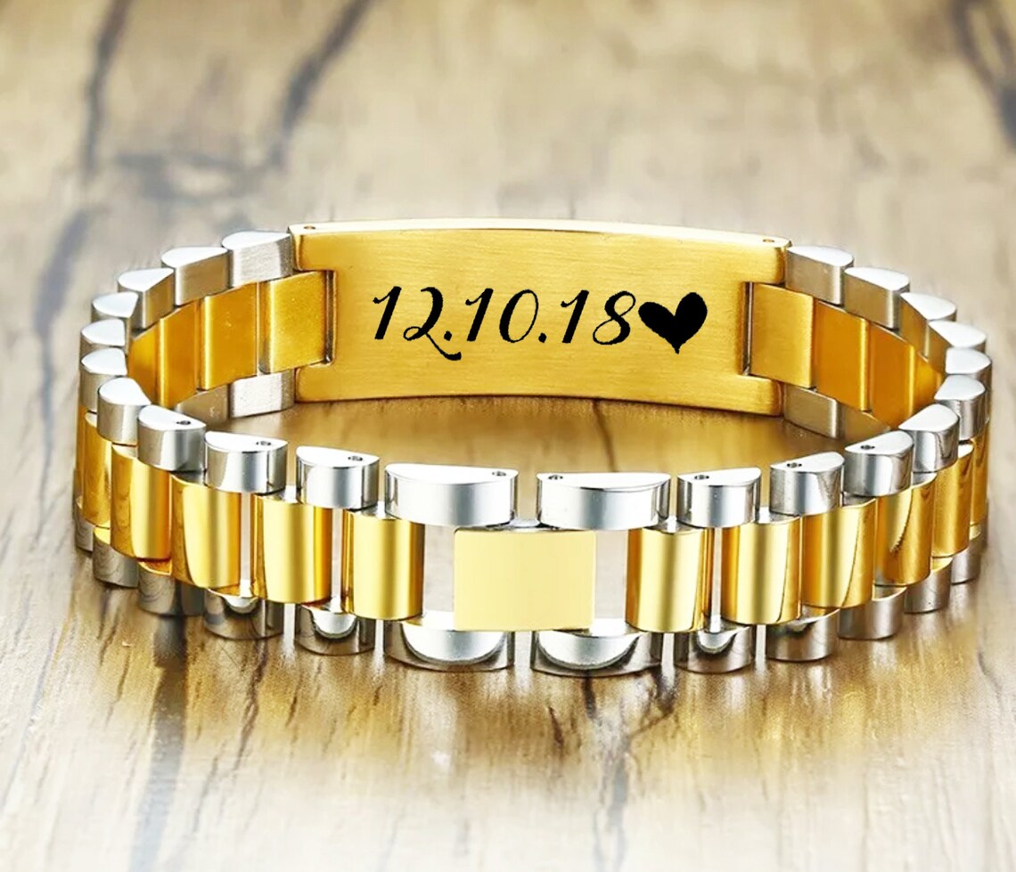 Men Bracelet engraved Dad Bracelet Father's Day Gift Etsy