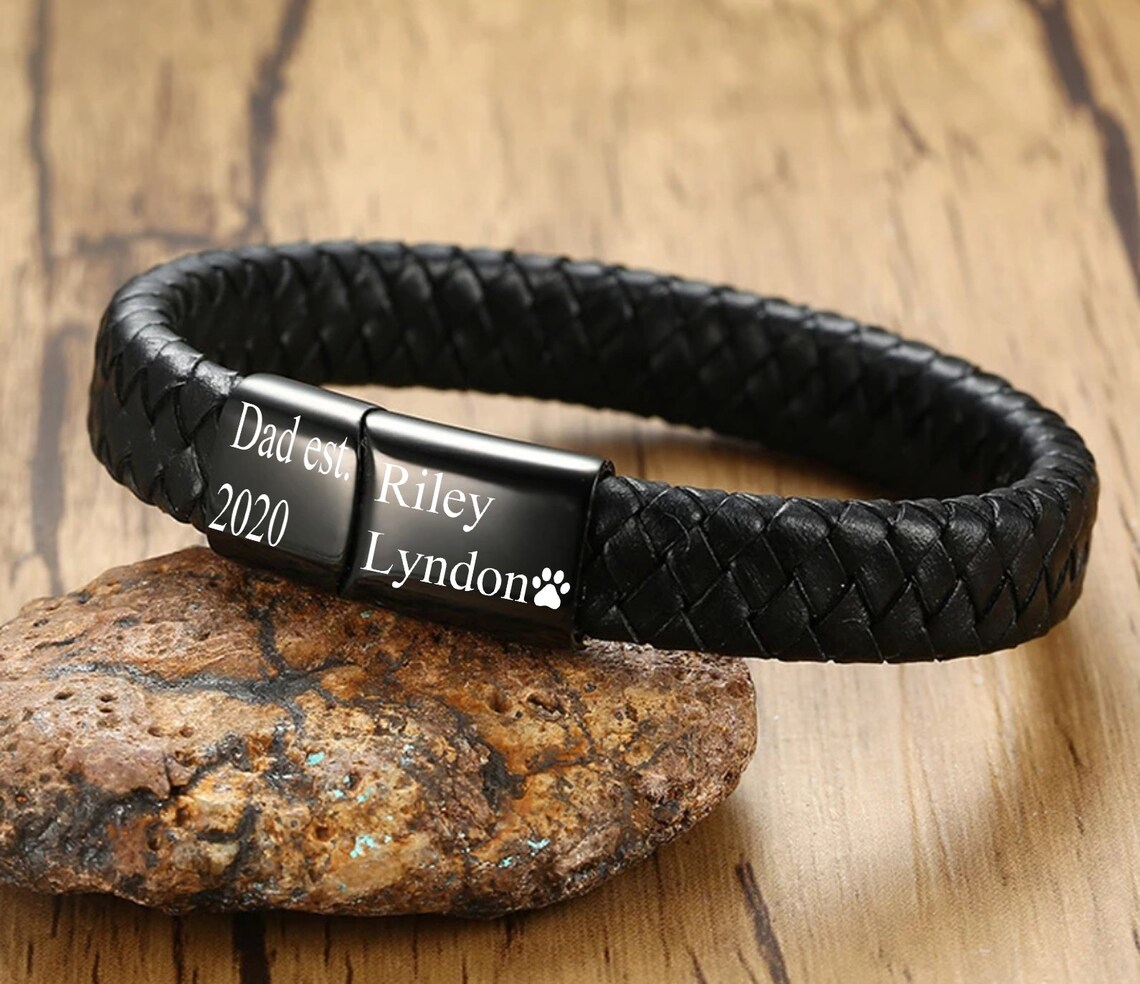 Men Bracelet engraved Dad Bracelet Father's Day Gift Etsy