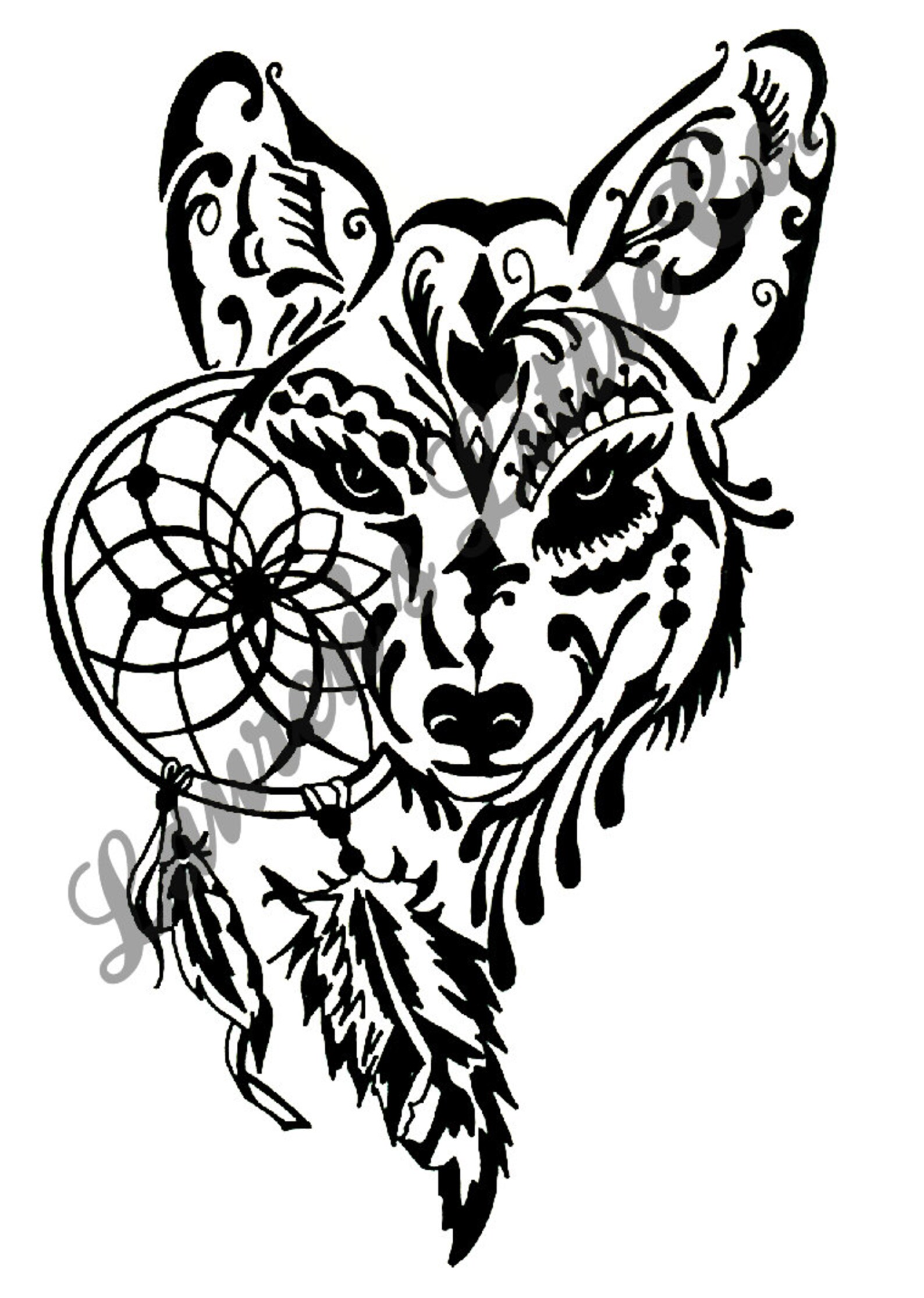 Wolf Dream Catcher, File SVG, Download istantaneo, stampabile, Boho