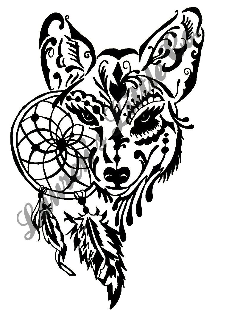 Wolf Dream Catcher, SVG Files, Instant Download, Printable, Boho