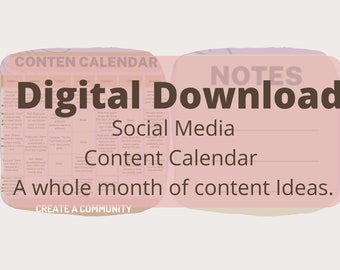 Social Media Content Calendar, Month Content, Social Media, INSTAGRAM,FACEBOOK,PINTEREST,Calendar, Planner, Content planner, Content tracker