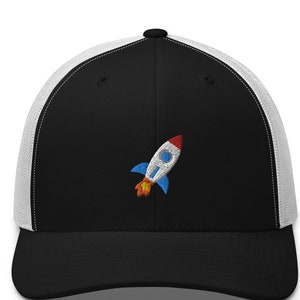 Rocket Emoji to the Moon Trucker Cap stock market crypto trader embroidery hat