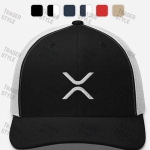 XRP Big Logo Trucker Cap ripple crypto trading trader gift embroidery hat